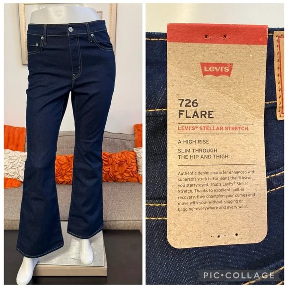 ❣️🆕Levi’s 726 Flare High Rise Dark Wash Jeans❣️ - Picture 1 of 12